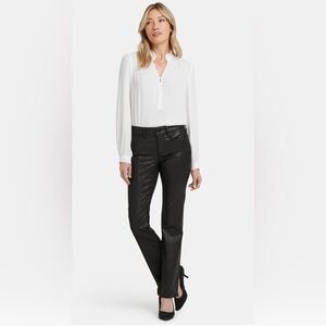 NYDJ Marilyn Straight Black Faux Leather Pants